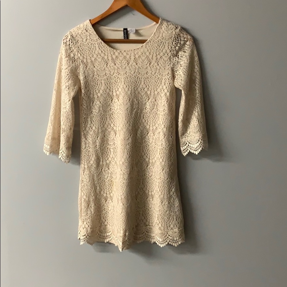 EMBROIDERED CREAM CASUAL SUMMER DRESS